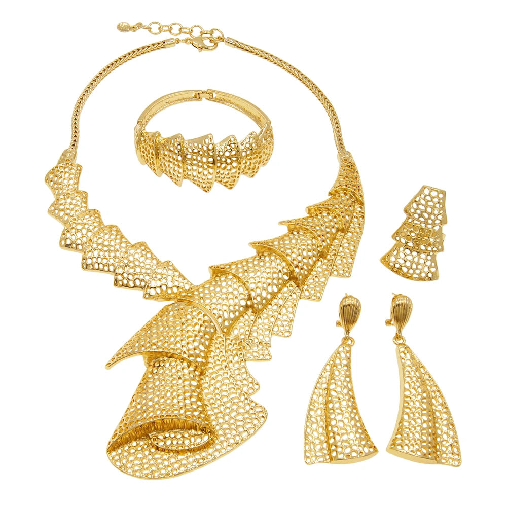 Elegant woman's jewelry piece from LAQTA, featuring intricate design and shiny finish, displayed on a neutral background
