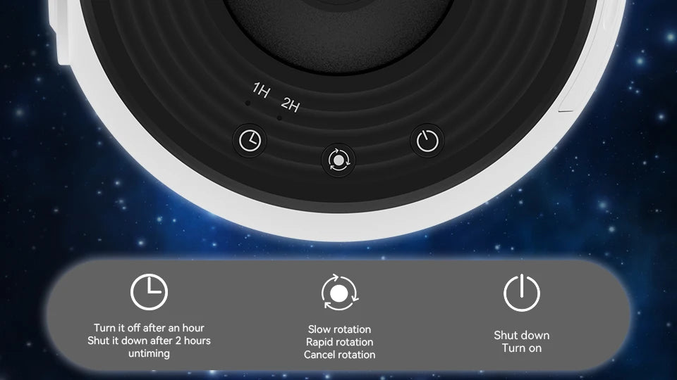LAQTA Starry Sky Projector 360° rotate displaying a night sky with stars, ideal for relaxing or creating a cozy ambiance.