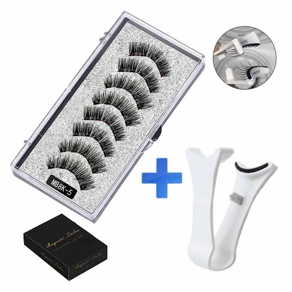 Natural Magnetic 3D Eyelashes by LAQTA, showing a close-up of the soft, reusable false eyelashes with magnetic strips.