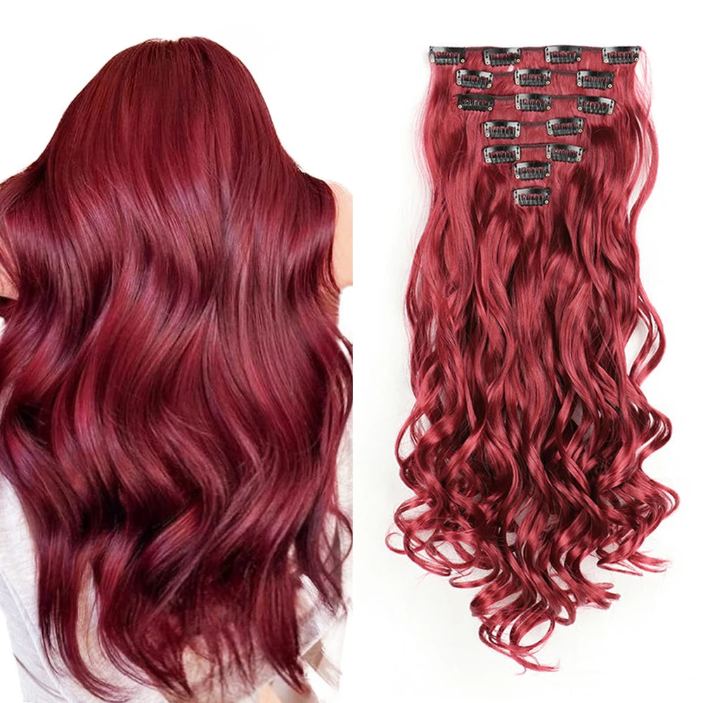 LAQTA clip-in hair extensions with natural black strands, shown clipped into hair for a seamless, voluminous look.