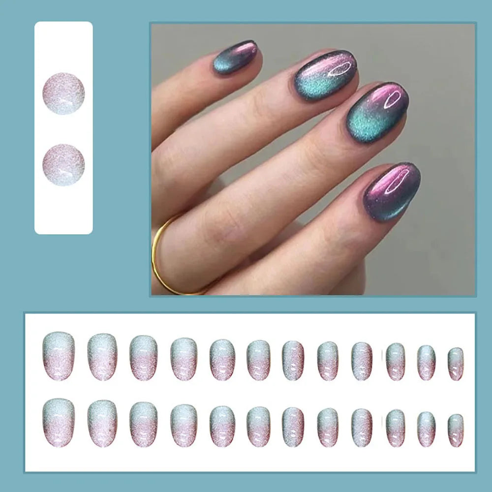 Short square fake nails by LAQTA, showcasing a set of stylish, natural-looking artificial nail tips on a neutral background.