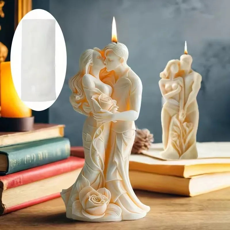 LAQTA couple aromatherapy candle silicone mold with heart-shaped cavities for making personalized candles.