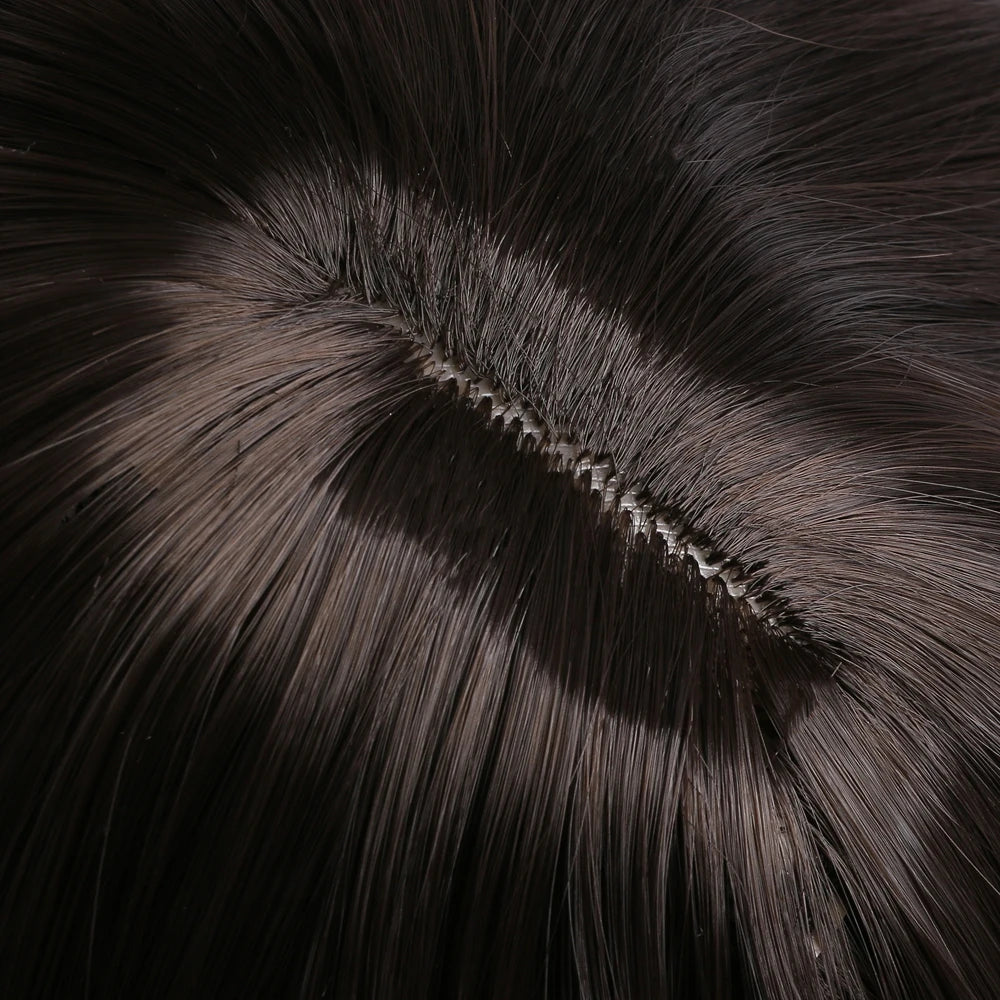 Long straight synthetic wig by LAQTA featuring sleek, smooth hair with a natural shine and straight style.