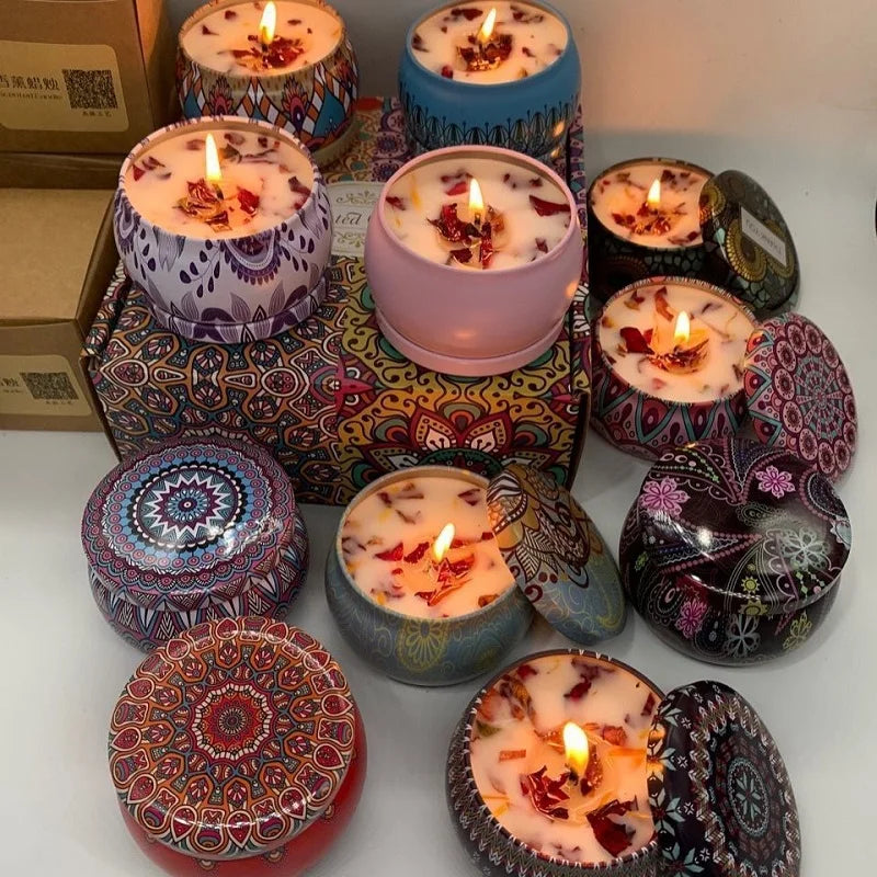 Vintage Can Candle by LAQTA featuring a classic metal can design with a lit wick and warm glow inside.