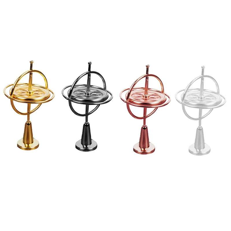 LAQTA Metal Anti-Gravity Spinning toy with sleek metallic finish and spinning mechanism on a plain background