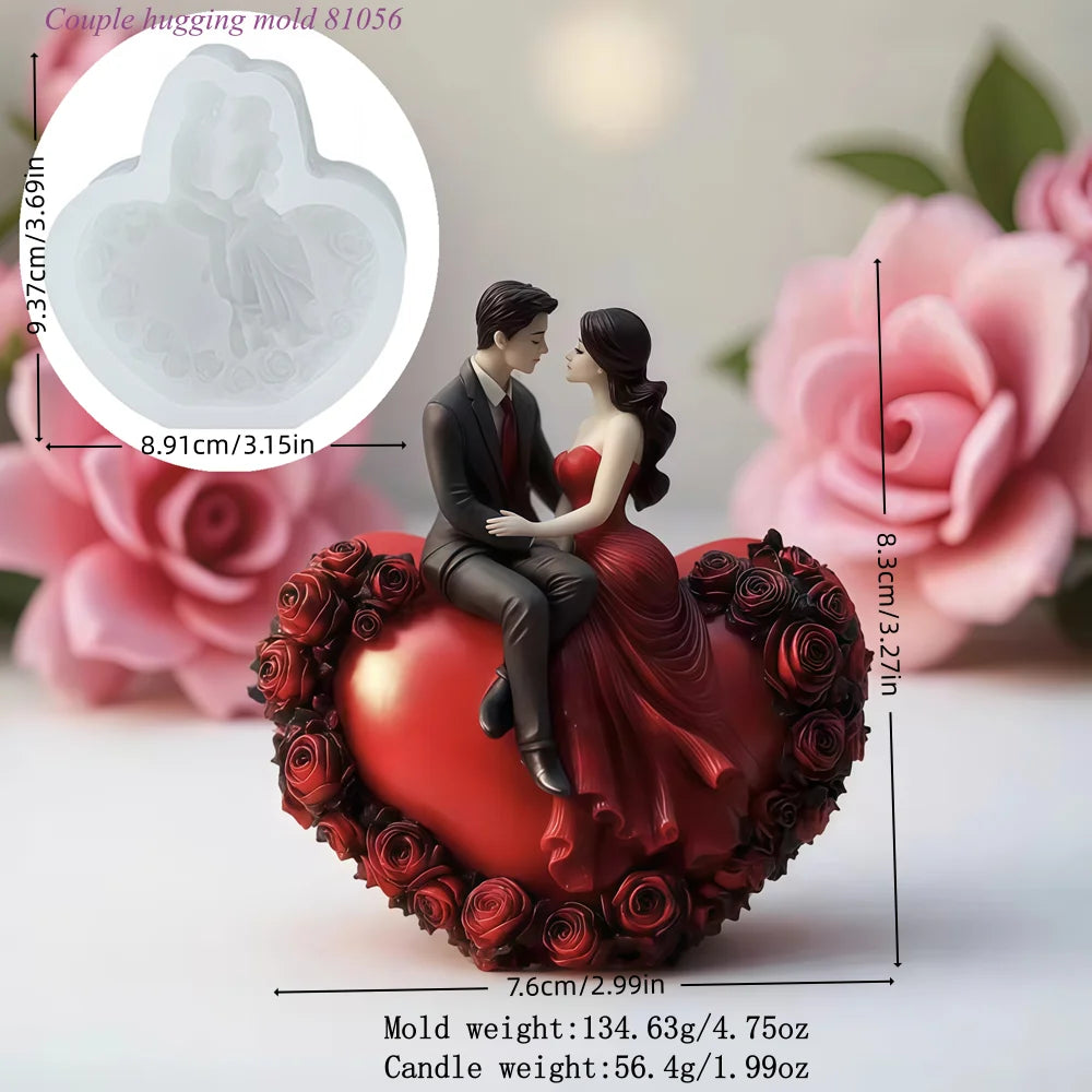 LAQTA couple aromatherapy candle silicone mold with heart-shaped cavities for making romantic scented candles.