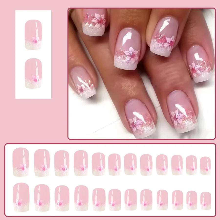 Short square fake nails by LAQTA, showcasing a sleek, natural-looking design with a smooth, polished finish.