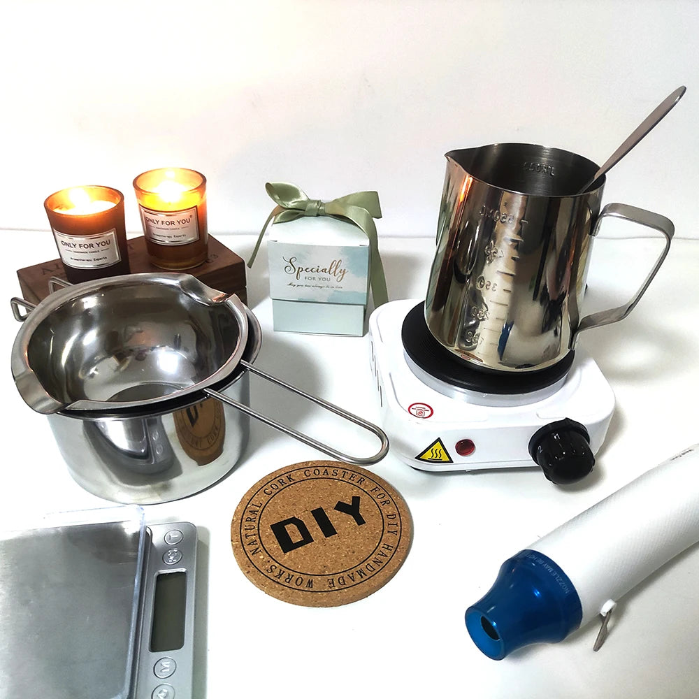 LAQTA DIY Candle Craft Tools Kit with various tools for candle making, including wicks, molds, and pouring utensils.