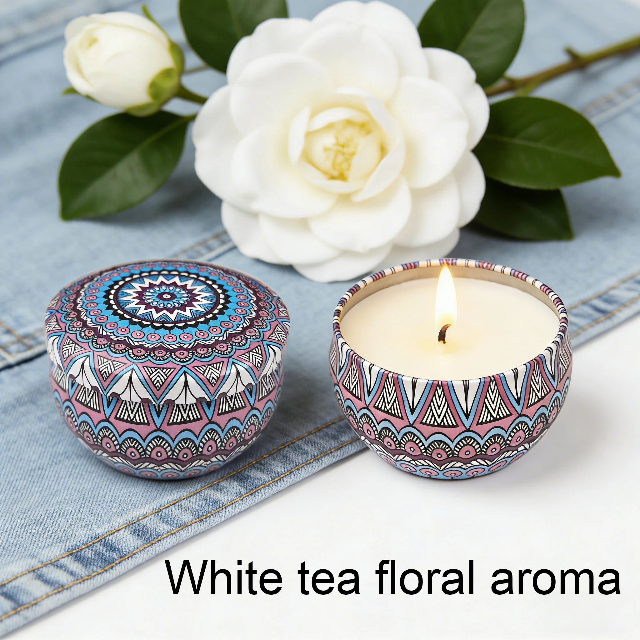 LAQTA ham-scented aromatherapy candle burning in a cozy setting, showcasing the unique ham fragrance and warm glow.