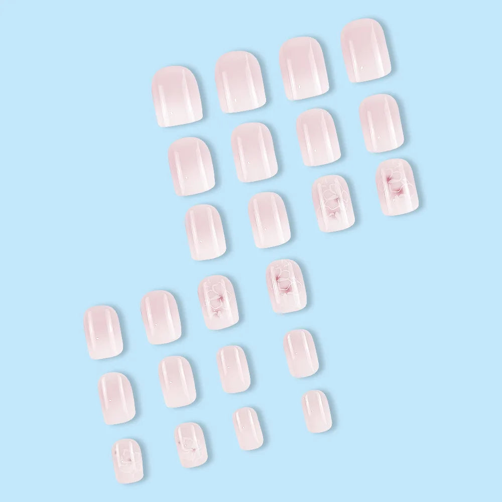 Set of 24 short square-shaped acrylic nails from LAQTA, displayed on a neutral background.