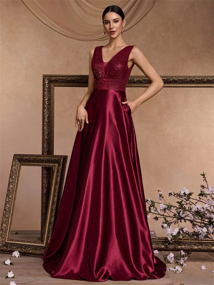 Elegant LAQTA sequins evening dress with a fitted silhouette and shimmering embellishments for formal occasions.