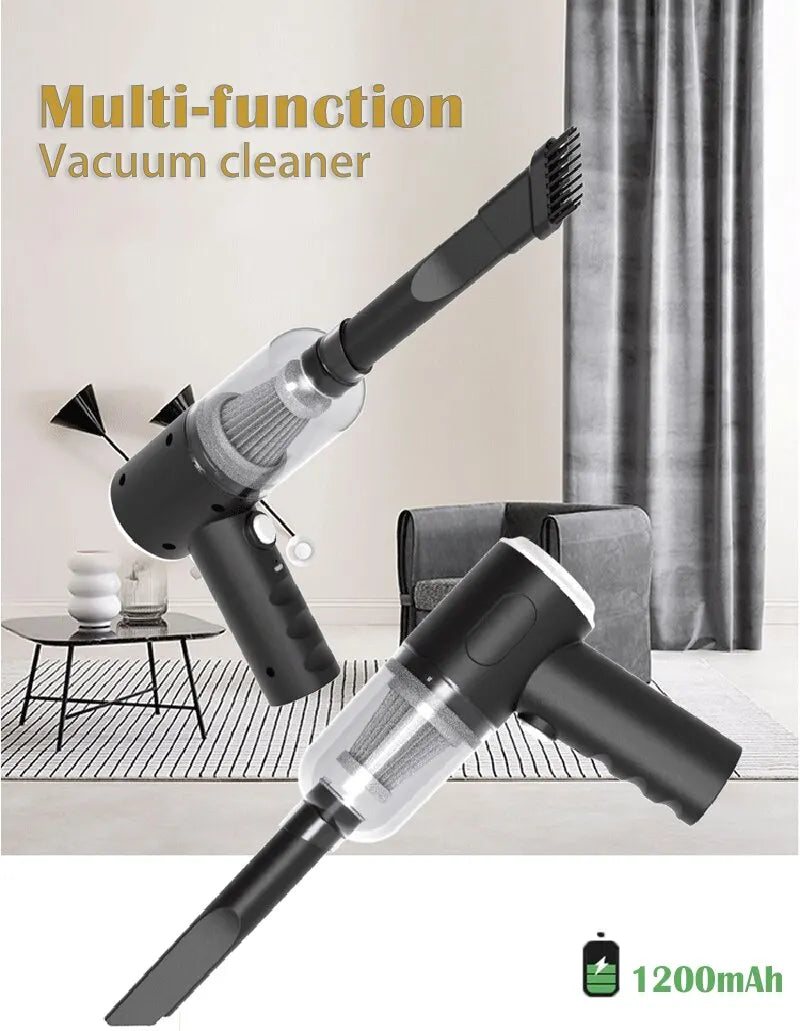 LAQTA wireless car vacuum cleaner with compact design, handheld device with power cord and dust collection chamber visible in the image.