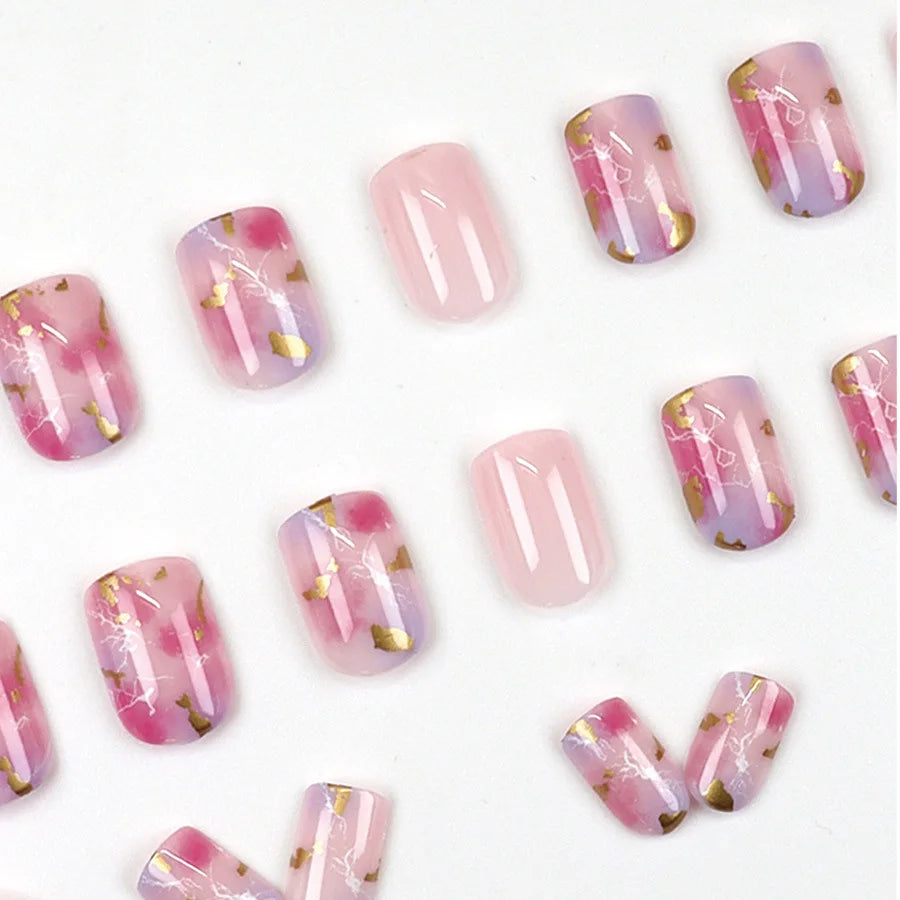 Set of 24 short, square-shaped LAQTA nails with a natural finish, perfect for stylish nail extensions and manicures.