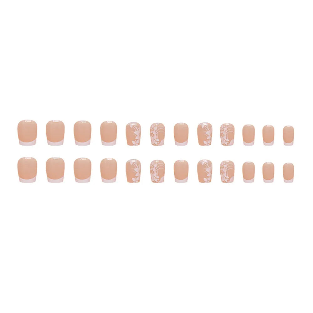 Set of 24 short square-shaped acrylic nails by LAQTA, showcasing neatly arranged colorful nail tips for stylish manicures.