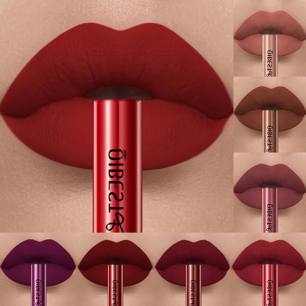 LAQTA matte liquid lipstick in a sleek tube, showcasing smooth, vibrant color and modern packaging.