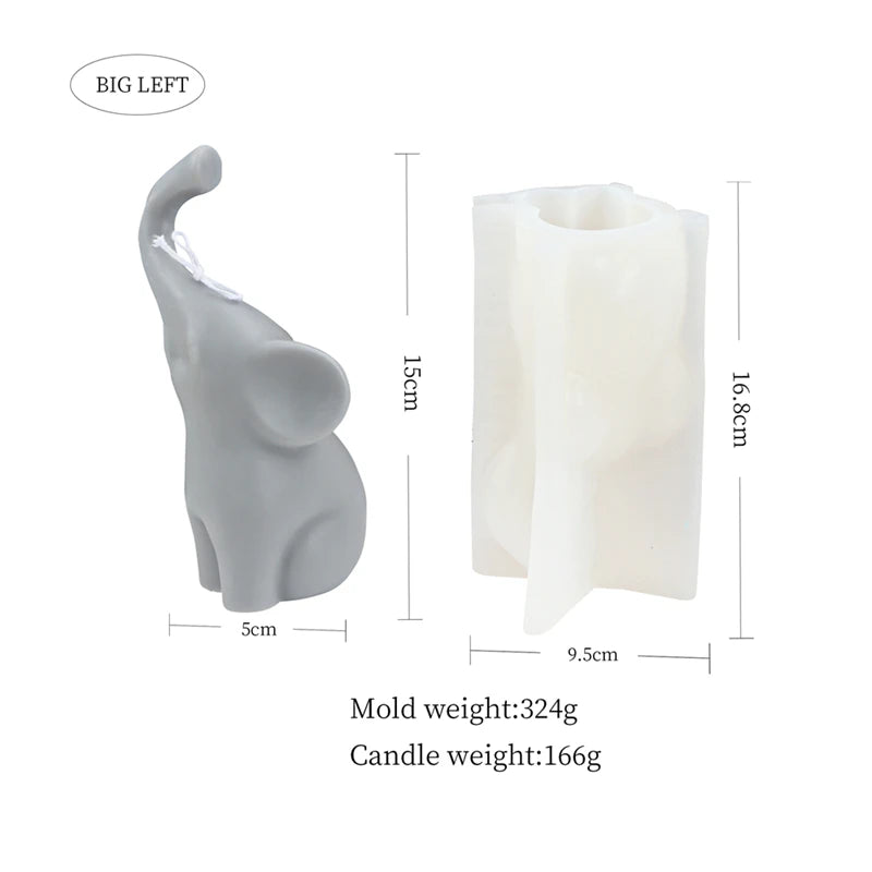 LAQTA 3D elephant silicone candle mold showing detailed elephant shape for homemade candles and craft projects.