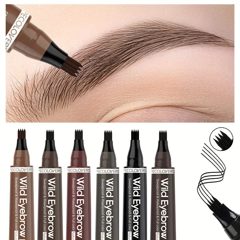 LAQTA eyebrow pen with 6 color options, showcasing the pen's fine tip and color variety for natural eyebrow enhancement.