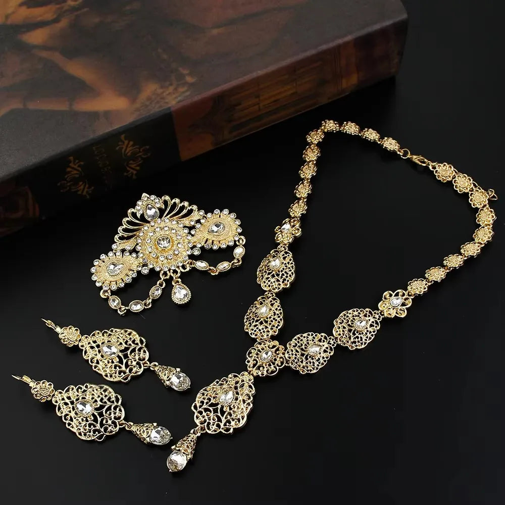 Sunspicems Chic Morocco Bride Jewelry by LAQTA, featuring intricate gold and gemstone adornments for traditional bridal wear