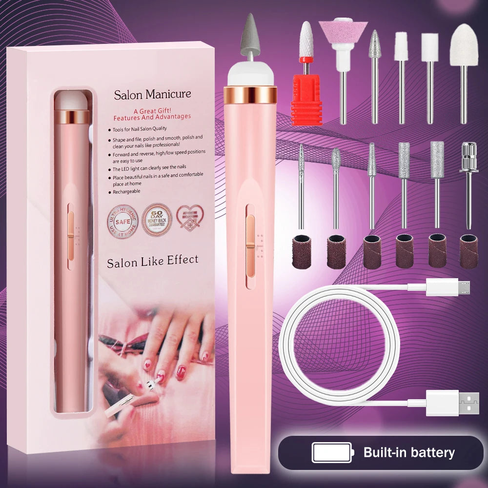 LAQTA 5 in 1 electric nail polish kit with multiple bottles and brushes for professional manicure and pedicure at home.