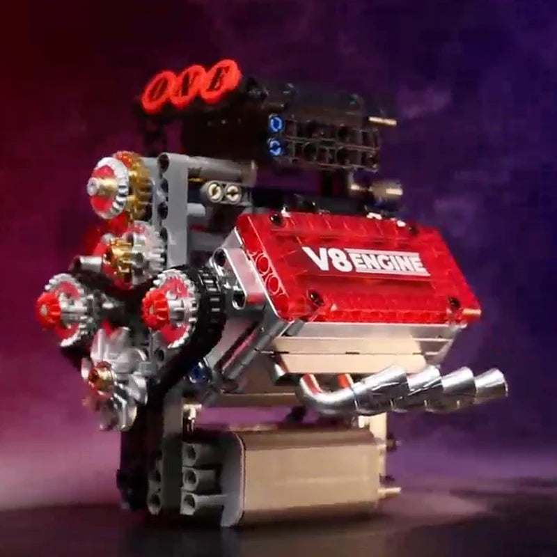 LAQTA V8 engine motorized simulation model showing detailed engine components and realistic design.