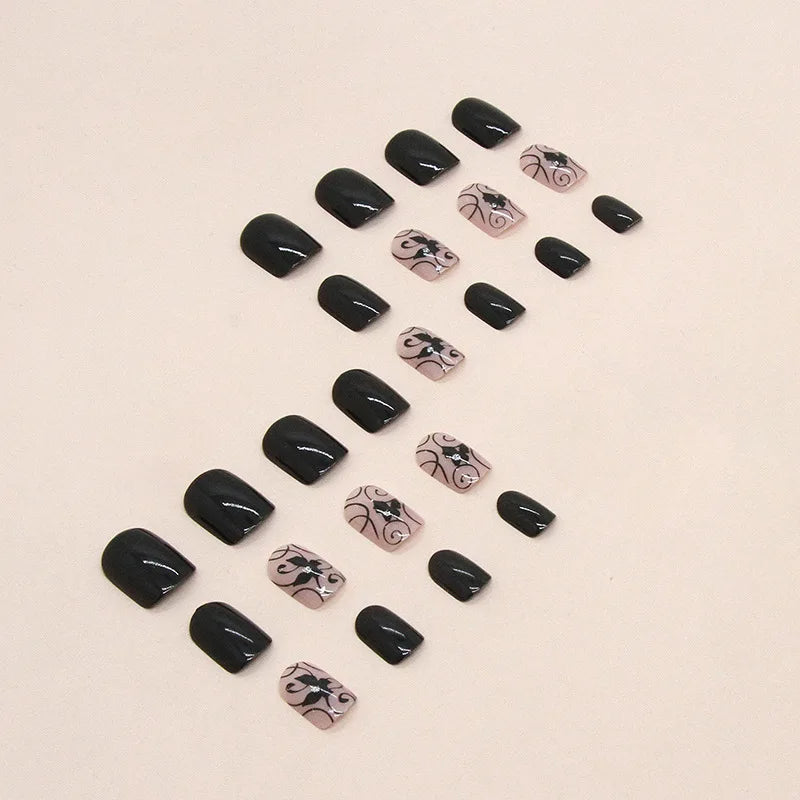 Set of 24 short square-shaped LAQTA sour nails with natural finish, displayed on a neutral background.