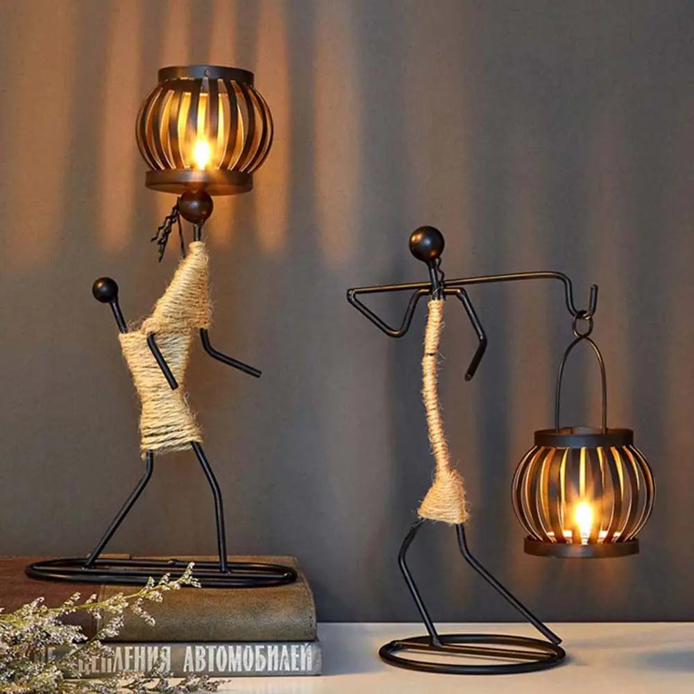 Elegant Nordic metal candlestick by LAQTA featuring a sleek design and a holder for a pillar candle.