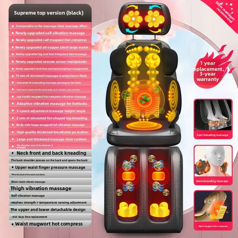 LAQTA Shiatsu neck massager with heat feature, showing ergonomic design and adjustable straps for targeted relief.