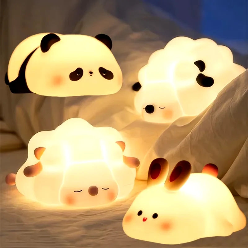 LAQTA Cute LED Night Light Panda illuminating a soft glow, perfect for children’s bedrooms and nursery decor.