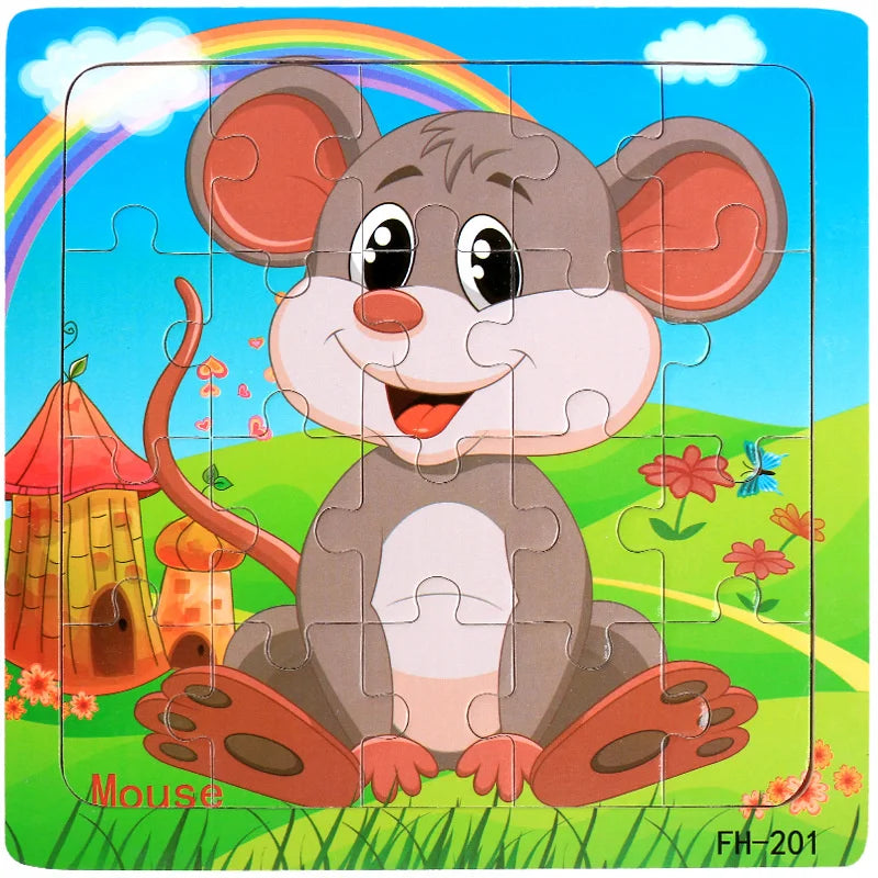 Colorful LAQTA Montessori 3D puzzle with interlocking wooden pieces for educational play and fine motor skills development.