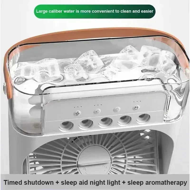 LAQTA 3-in-1 fan air conditioner unit, showing sleek design and control panel, versatile cooling and fan functions.