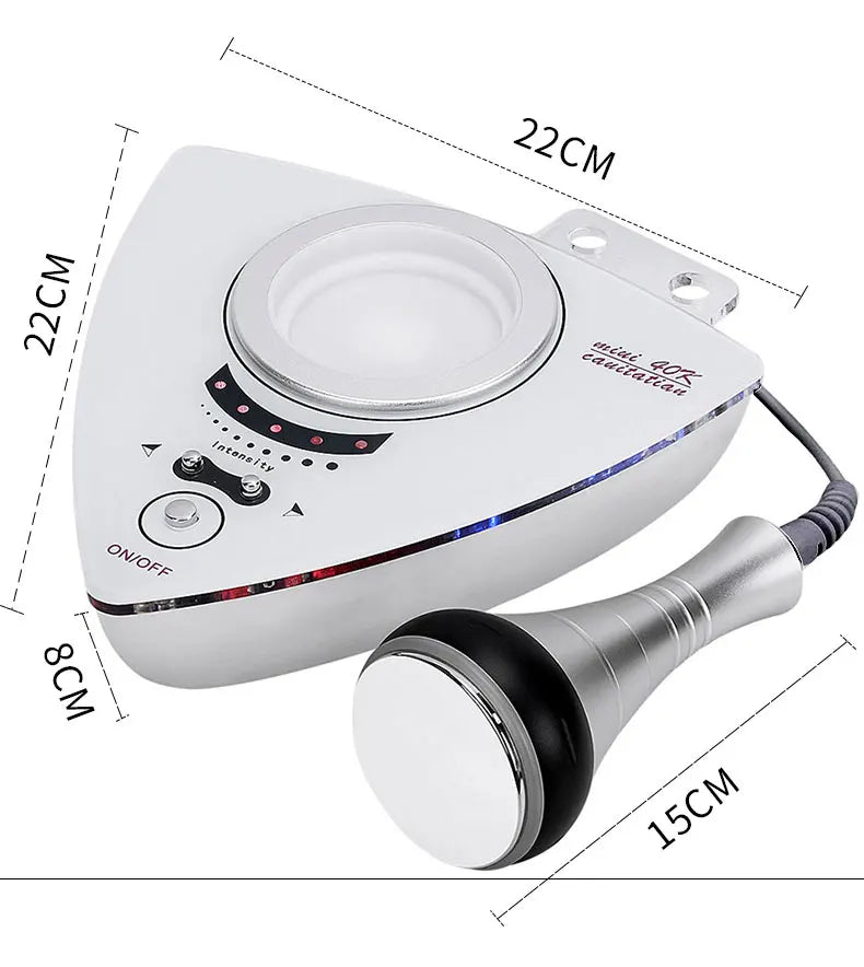 LAQTA Ultrasonic 40KHz Cavitation Machine with control panel and treatment head, used for body slimming and skin tightening.