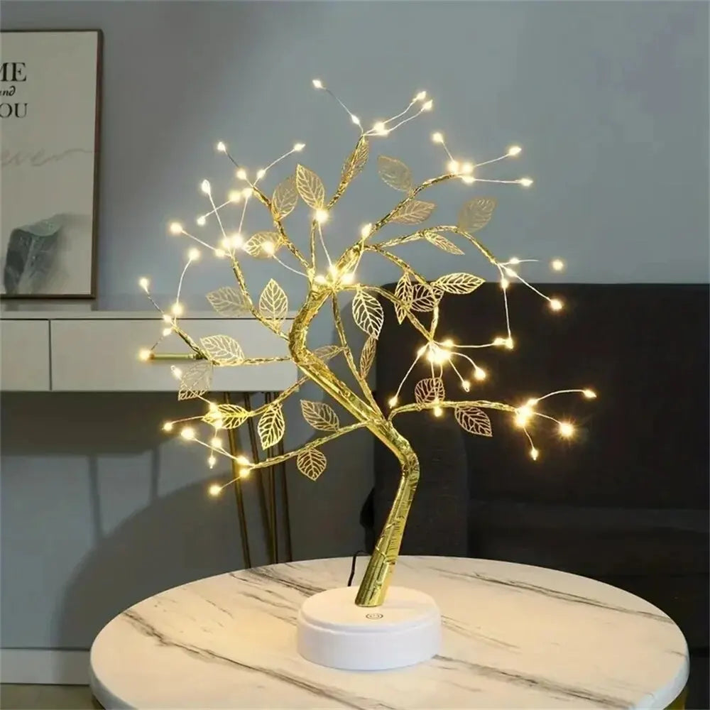 LED Rose Leaf Table Lamp by LAQTA featuring a floral design with glowing rose leaf accents on a sleek base