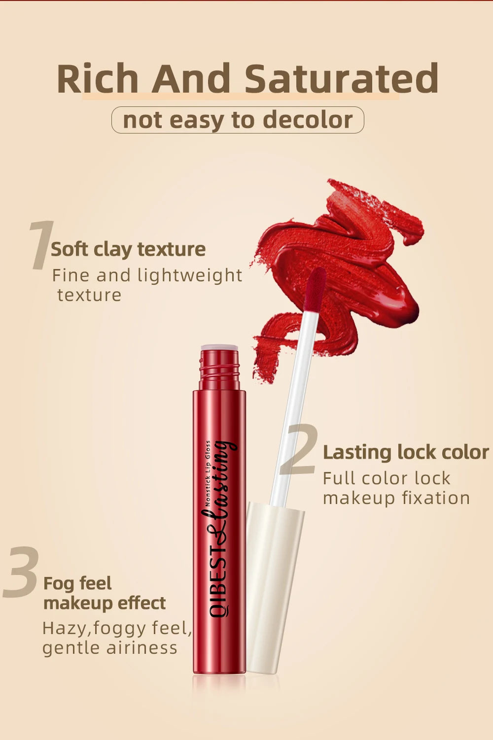 LAQTA matte liquid lipstick in a sleek tube, showcasing smooth, rich color and precise applicator for bold, long-lasting lip look.