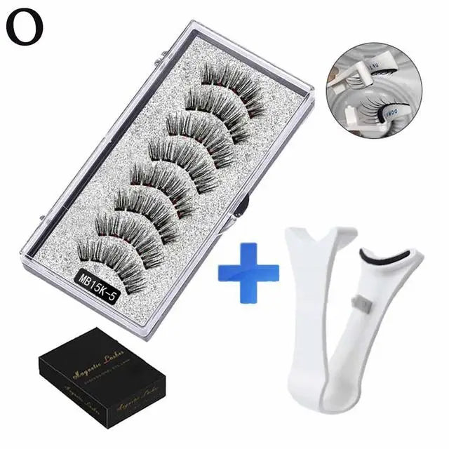 LAQTA Natural Magnetic 3D Eyelashes showing full, wispy lash extensions with magnetic strips for easy application