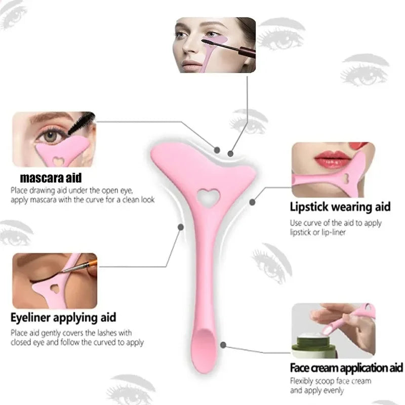 LAQTA multi-functional eyeliner stencil with wing tips, showing the reusable plastic tool for precise eye makeup application.