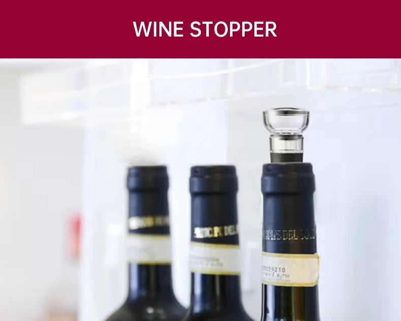 LAQTA electric wine bottle opener automatic device with sleek design, showing the open wine bottle and foil cutter on a clean surface.