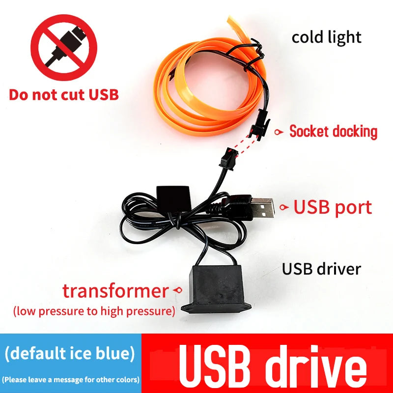 LAQTA car interior atmosphere lighting LED strip showing colorful ambient lighting inside a vehicle cabin.