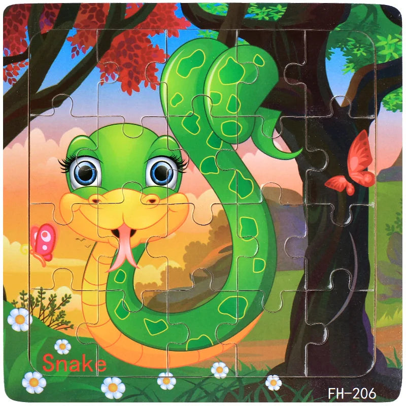 LAQTA Montessori 3D puzzle with colorful interlocking pieces on a white background, educational and engaging for children.