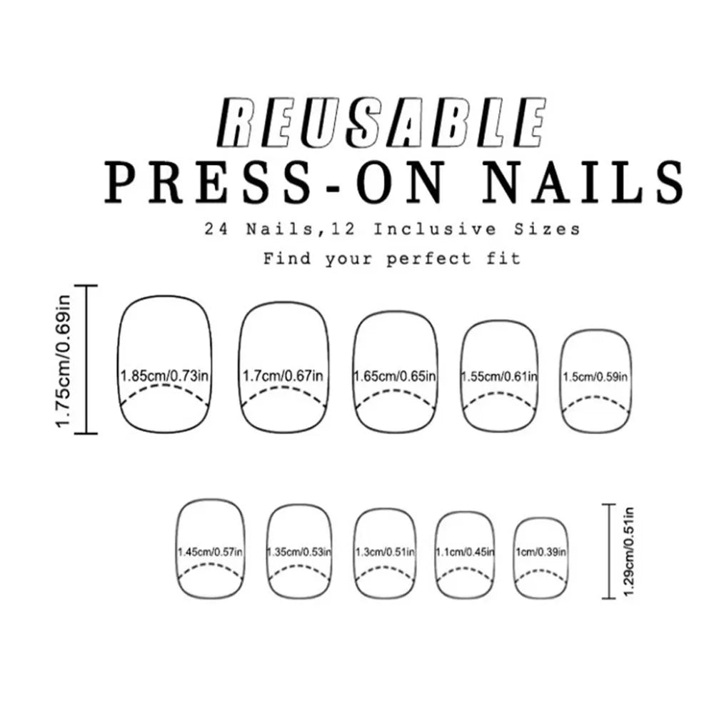 Short square fake nails by LAQTA, showcasing a set of neatly shaped, natural-looking artificial nail tips.