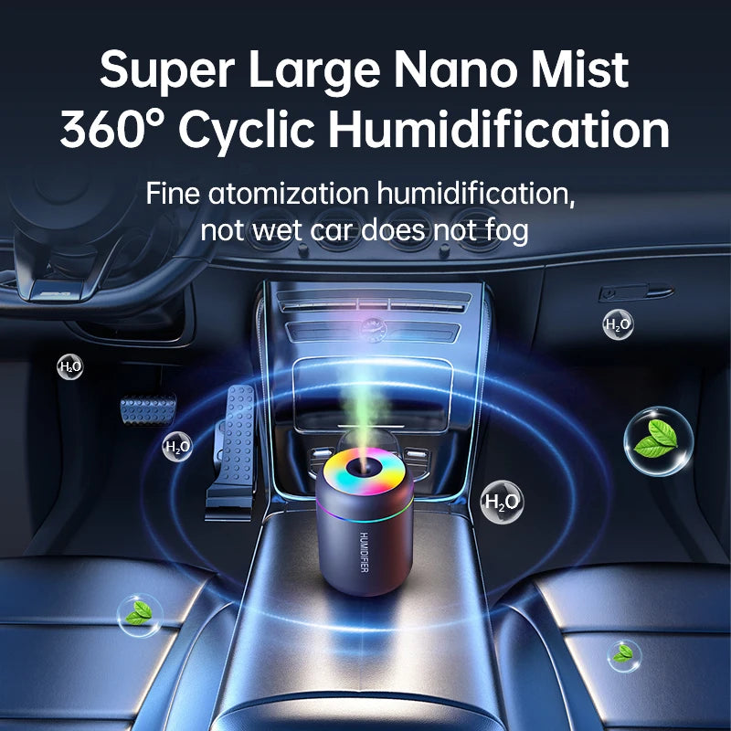 LAQTA 180ML mini air humidifier emitting a fine mist, compact design ideal for home or office use
