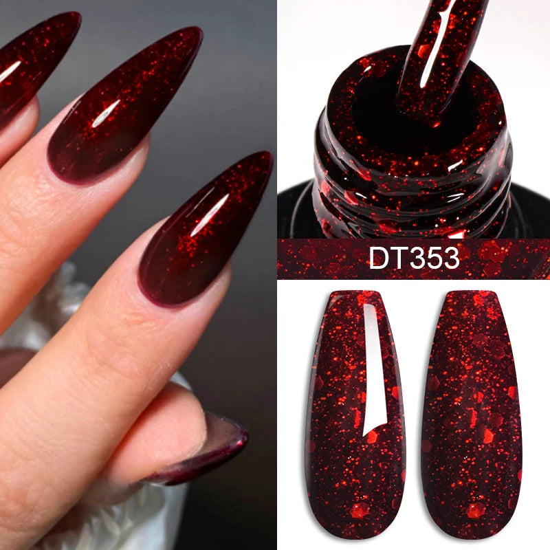 LAQTA Red Gel Nail Polish Crystal in a sleek bottle, showcasing vibrant red color perfect for gel manicures.
