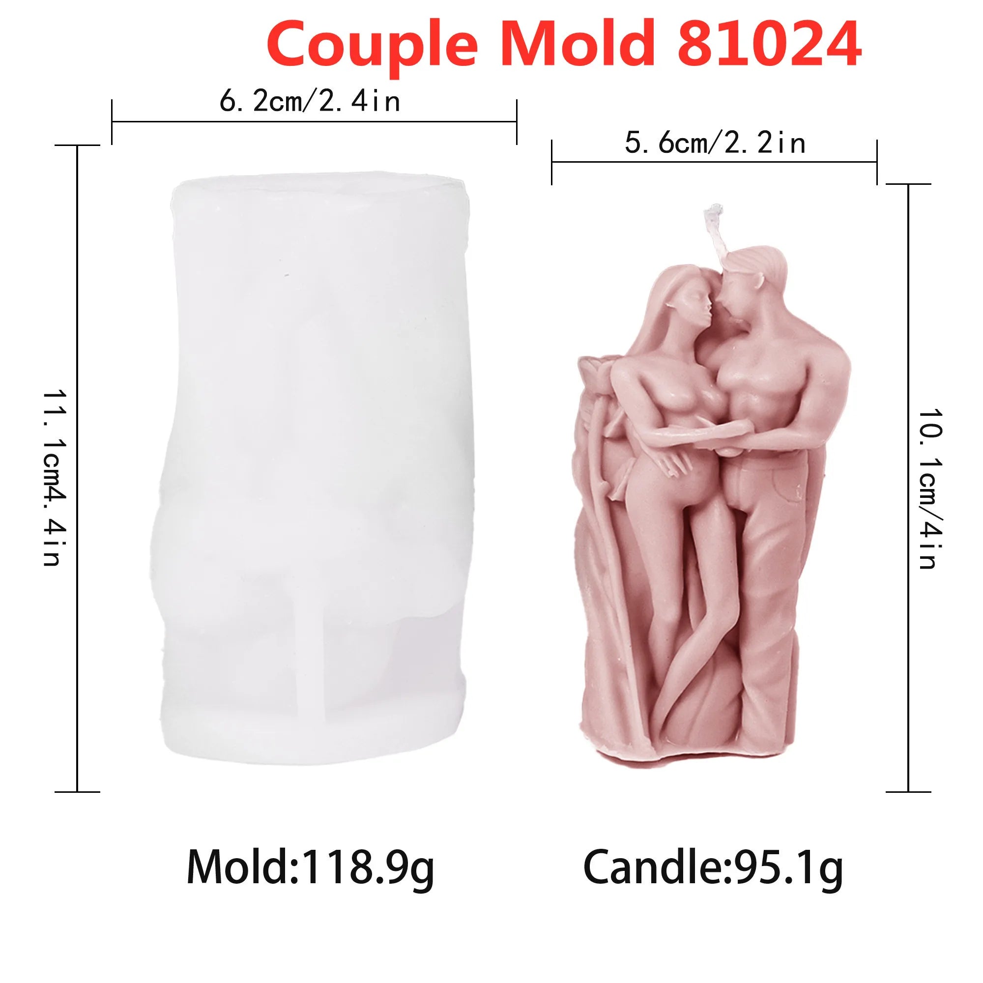 LAQTA couple aromatherapy candle silicone mold showing heart-shaped mold for making personalized candles