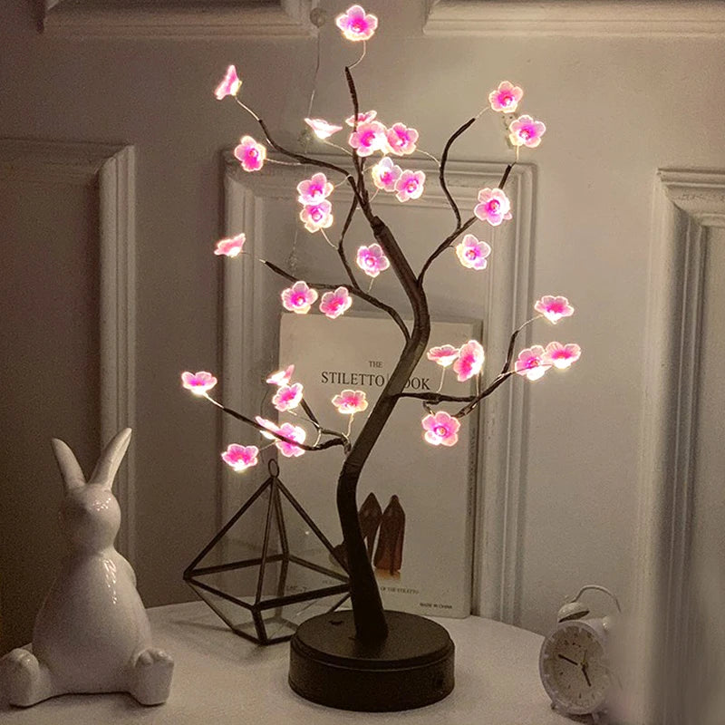 LAQTA LED Rose Leaf Table Lamp with illuminated floral design, ideal for decorative and ambient lighting in living spaces.