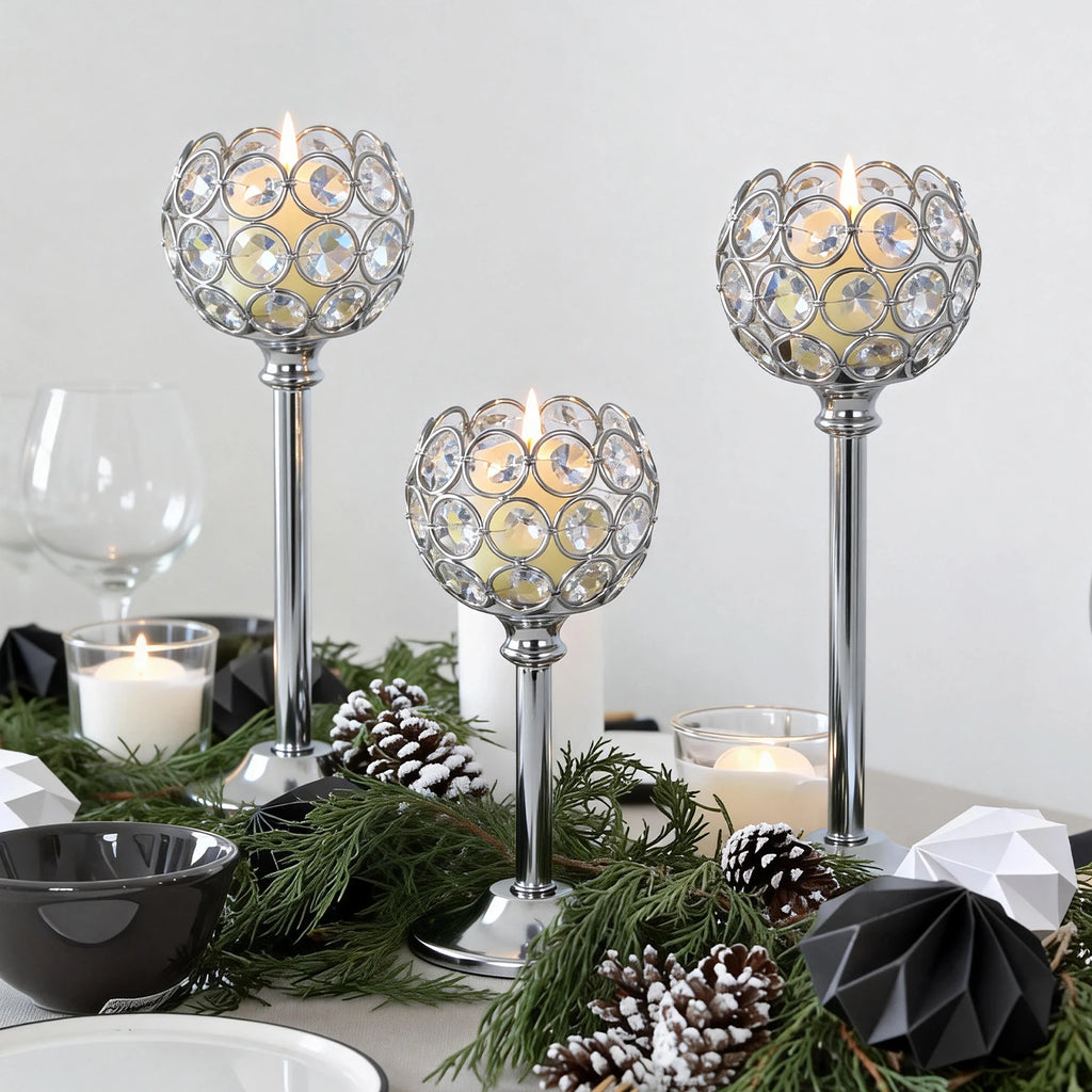 Elegant gold and silver metal glass candle by LAQTA with a sleek design and decorative glass holder.