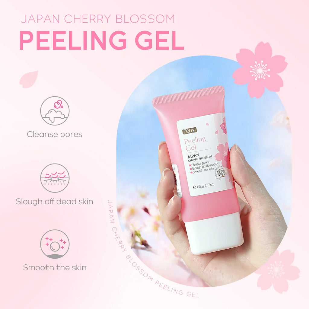 LAQTA Face Deep Cleaning Exfoliating Gel showing the gel's texture and a clean, fresh-faced model with clear skin.