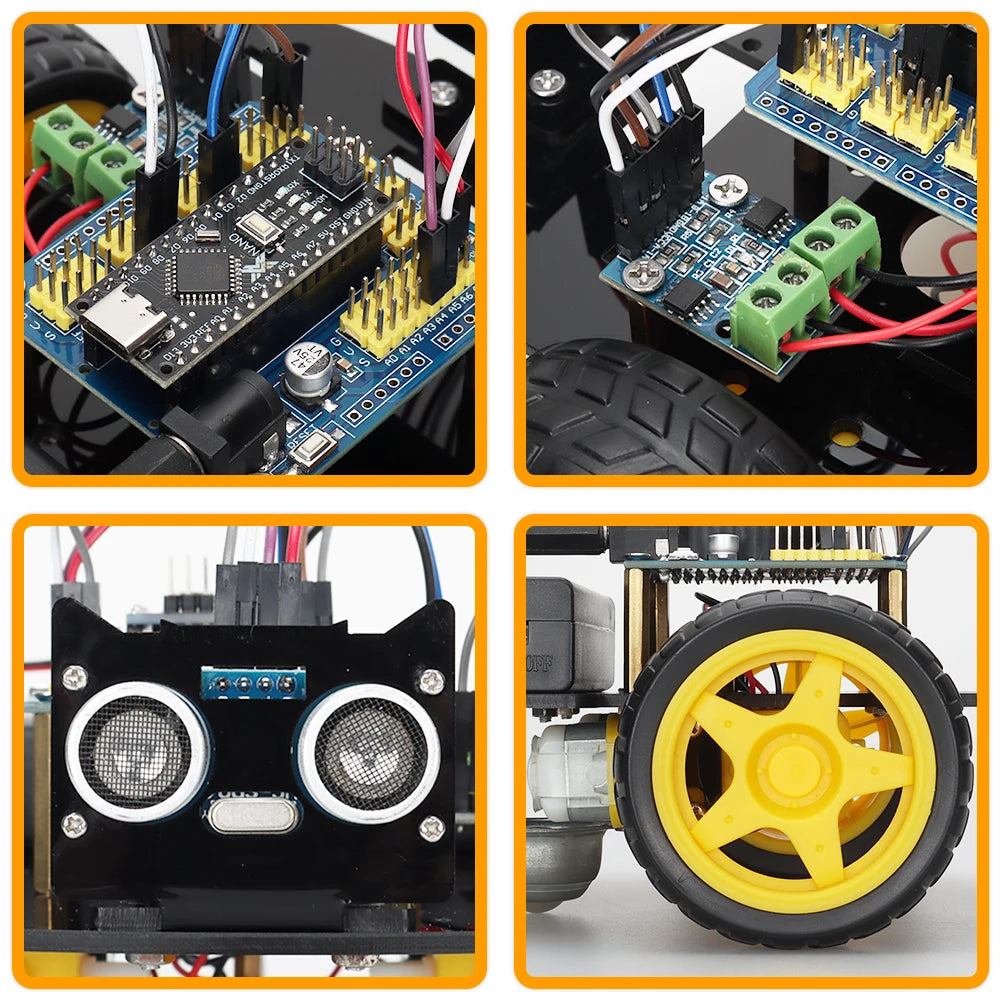 LAQTA Smart Starter Robot Kit with assembled robot displaying sensors and components on a white background.