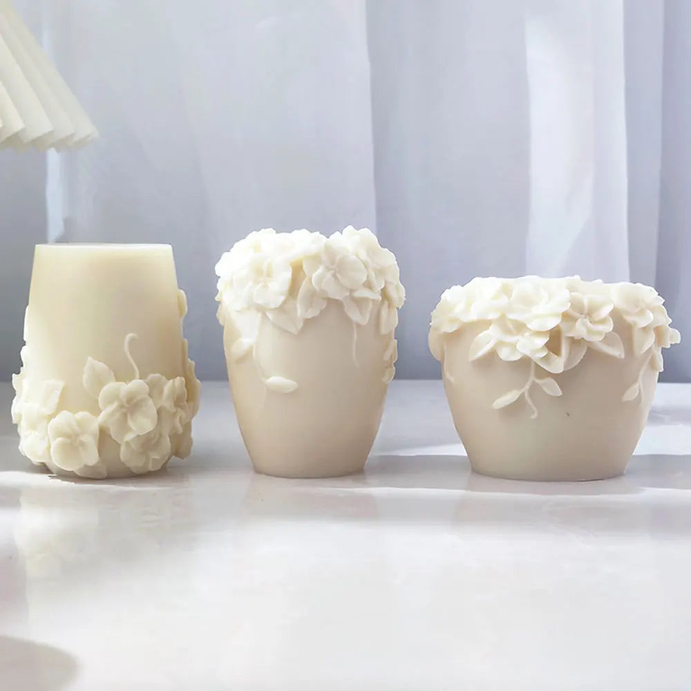 LAQTA rattan flowers silicone candle mold showing detailed flower-shaped cavities for candle making.