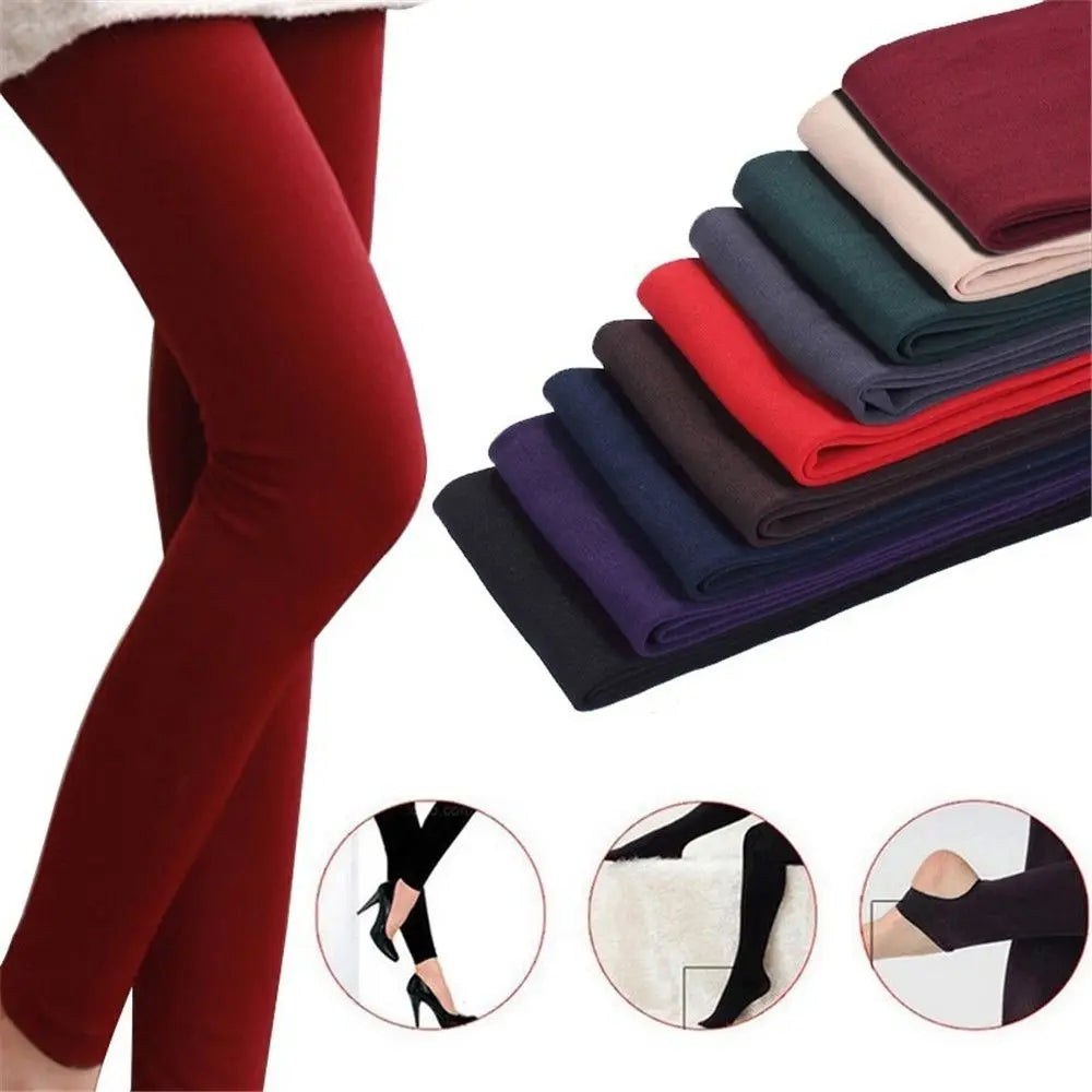 LAQTA Fluff Lined Stretch Pantyhose displayed on a leg, showcasing soft, cozy interior and smooth, sheer exterior.