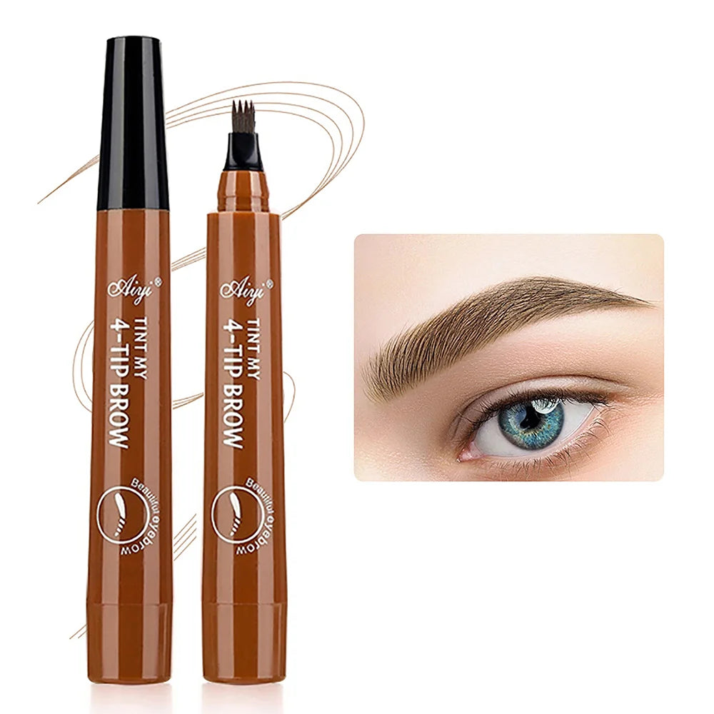 LAQTA four-pronged eyebrow pencil with a sleek design, showcasing its multi-tip structure for precise eyebrow shaping and filling.