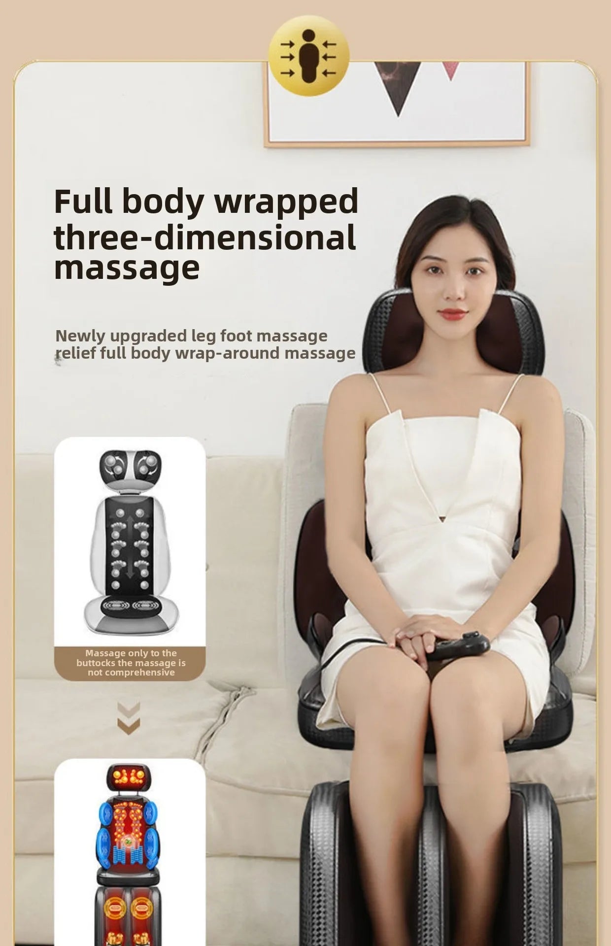 LAQTA Shiatsu neck massager with heat, showing a close-up of the device wrapped around a person's neck for relaxation.